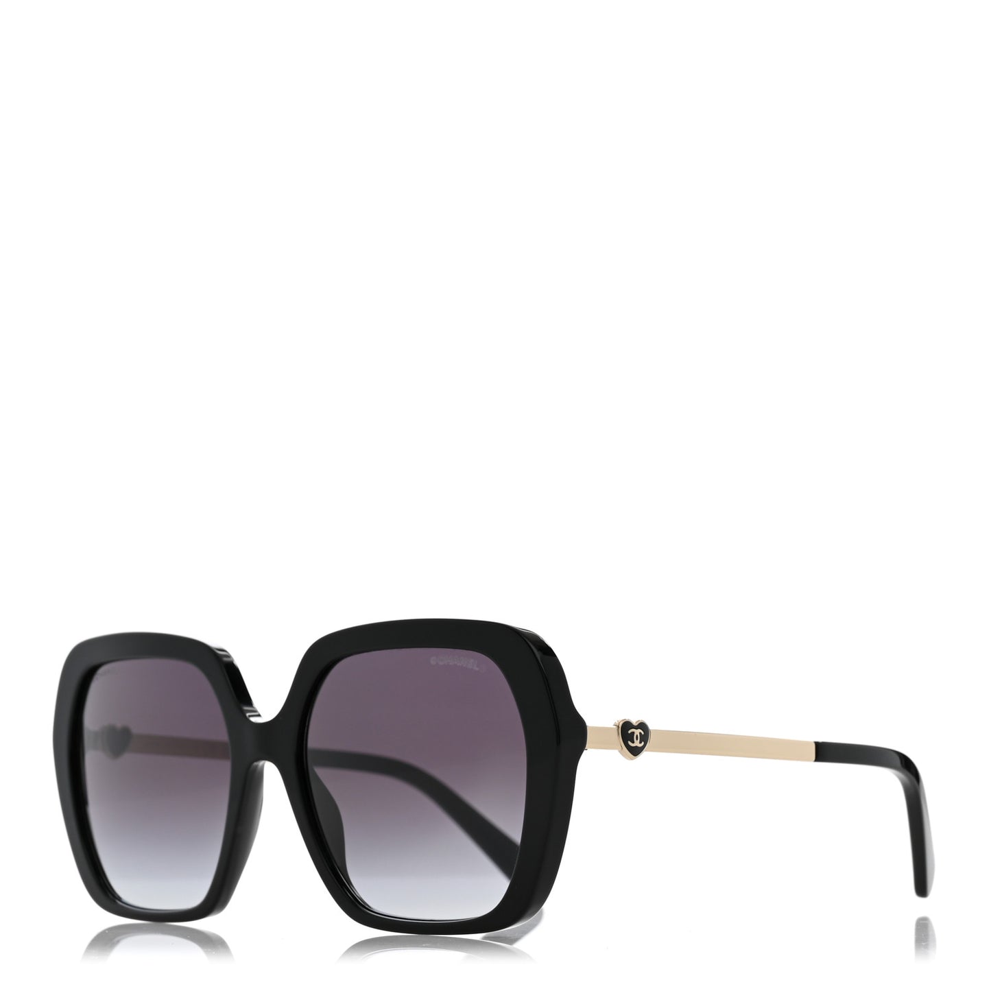 Acetate Polarized Square CC Heart Sunglasses 5521 Black White