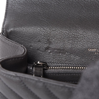 Saint Laurent Sheepskin Matelasse Chevron Monogram Medium College Bag Light Coal 12 of 12