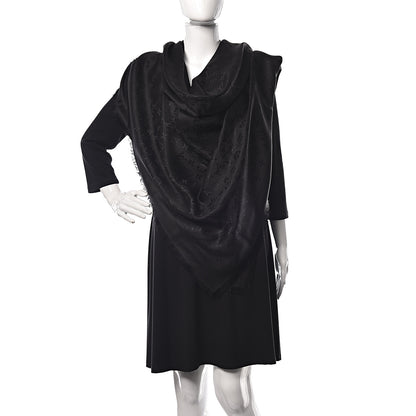 Louis Vuitton Silk Wool Monogram Shawl Black 2 of 5