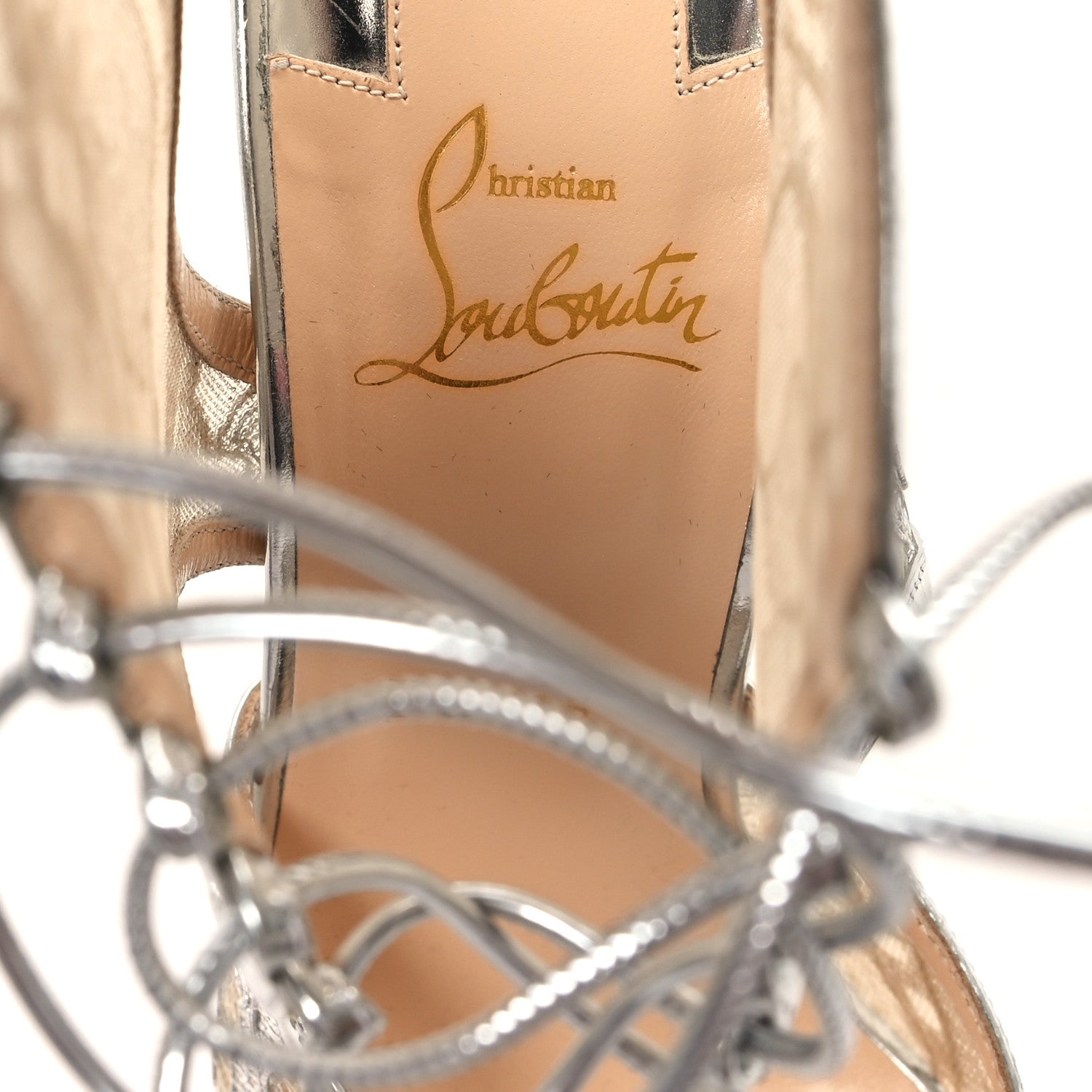 Christian Louboutin Metallic Dentelle Lurex Jose Altafine 150 Bootie 39 Silver 8 of 9