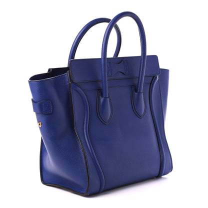 Celine Drummed Calfskin Mini Luggage Indigo 2 of 10