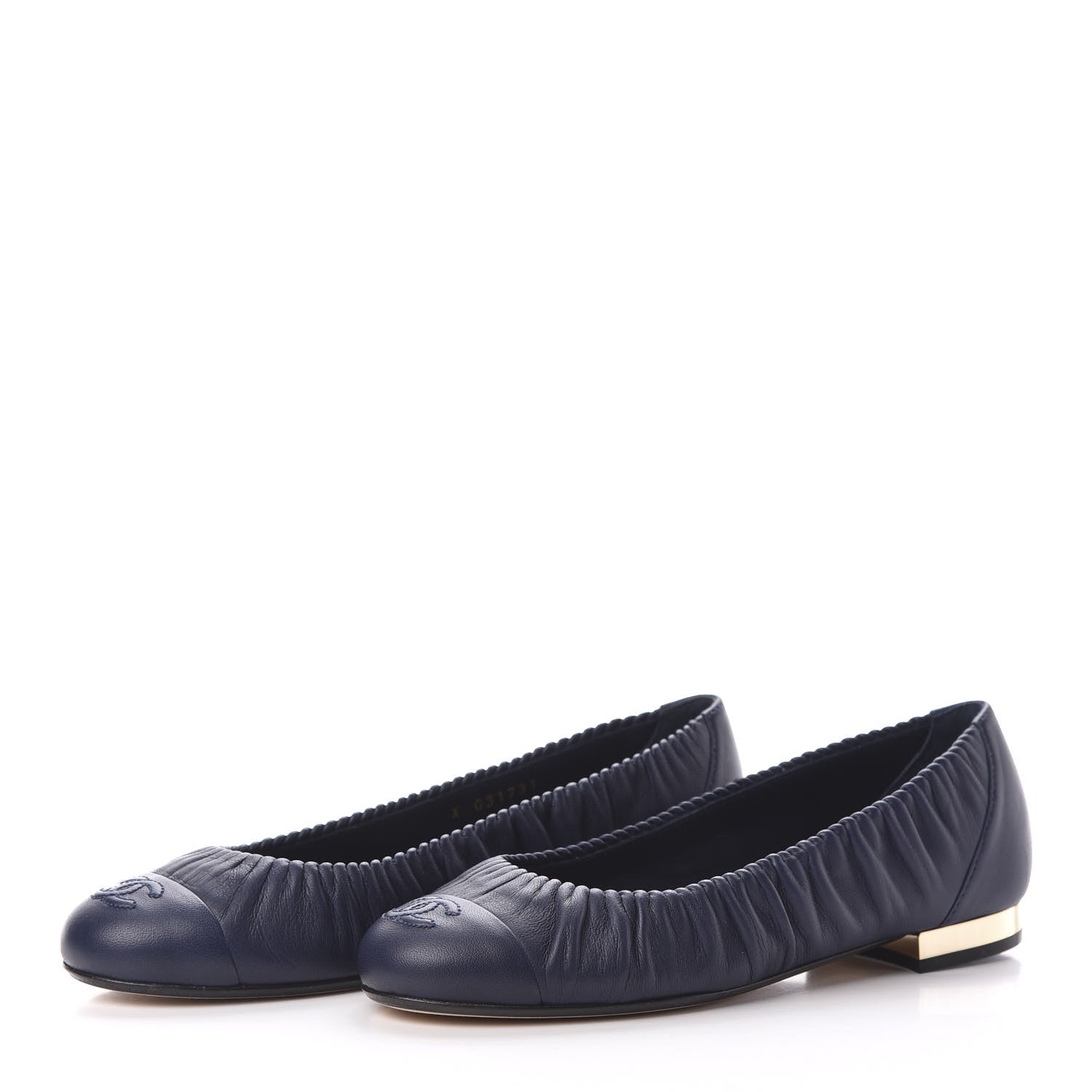 Chanel Lambskin CC Cap Toe Ballerina Flats 36 Navy 2 of 10