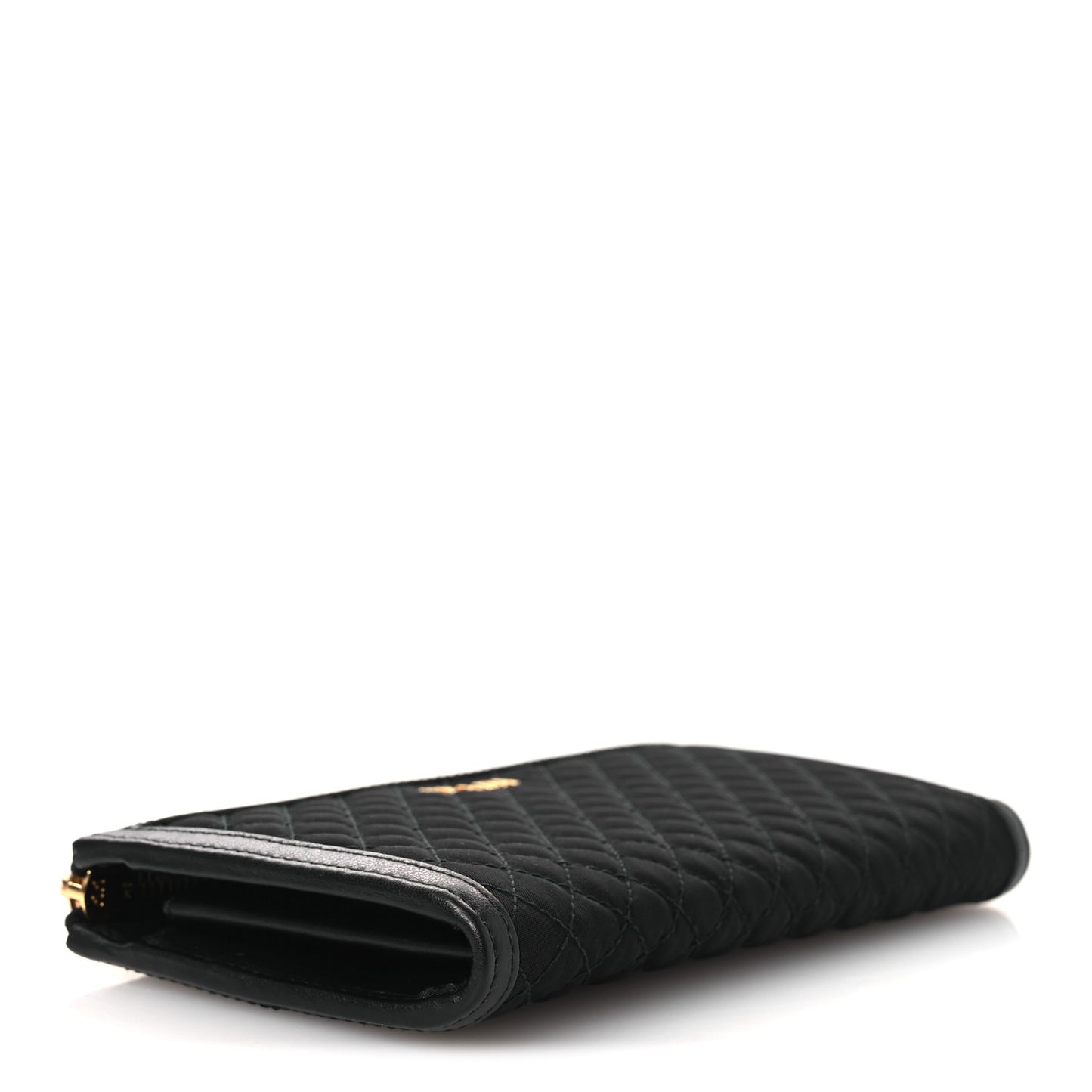 Tessuto Nylon Quilted Zip Around Wallet Black