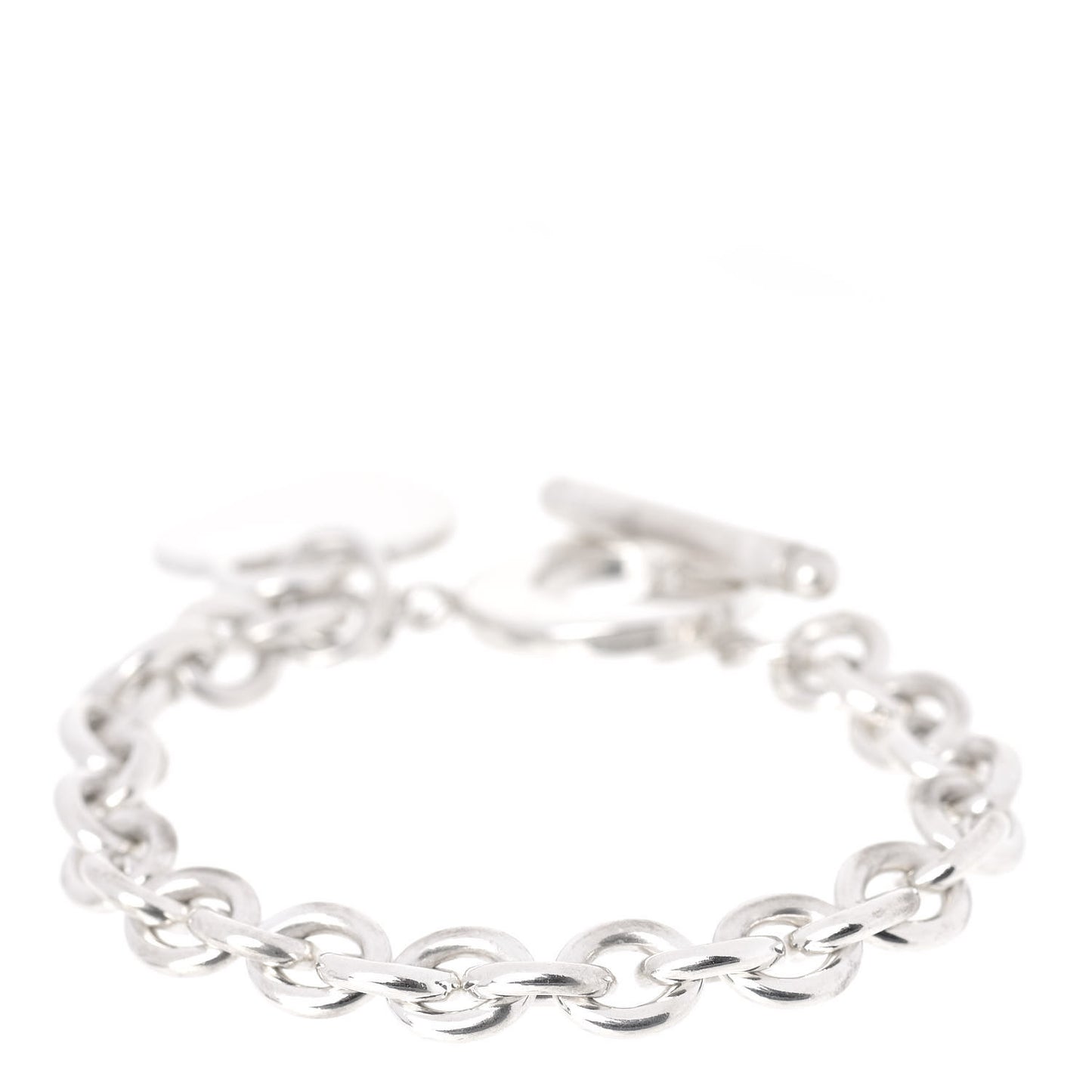 Sterling Silver Heart Tag Toggle Bracelet