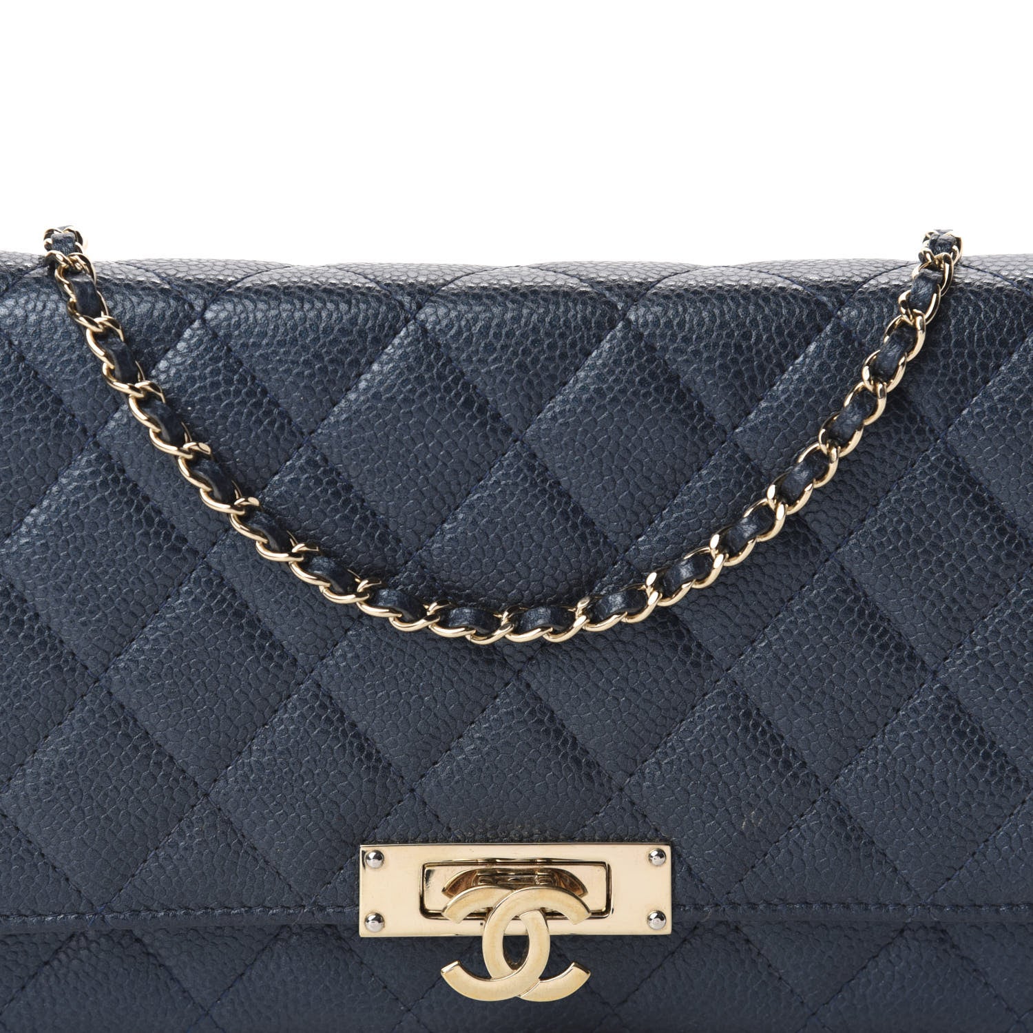 Chanel Iridescent Caviar Quilted Golden Class Wallet On Chain WOC Navy 11 of 11
