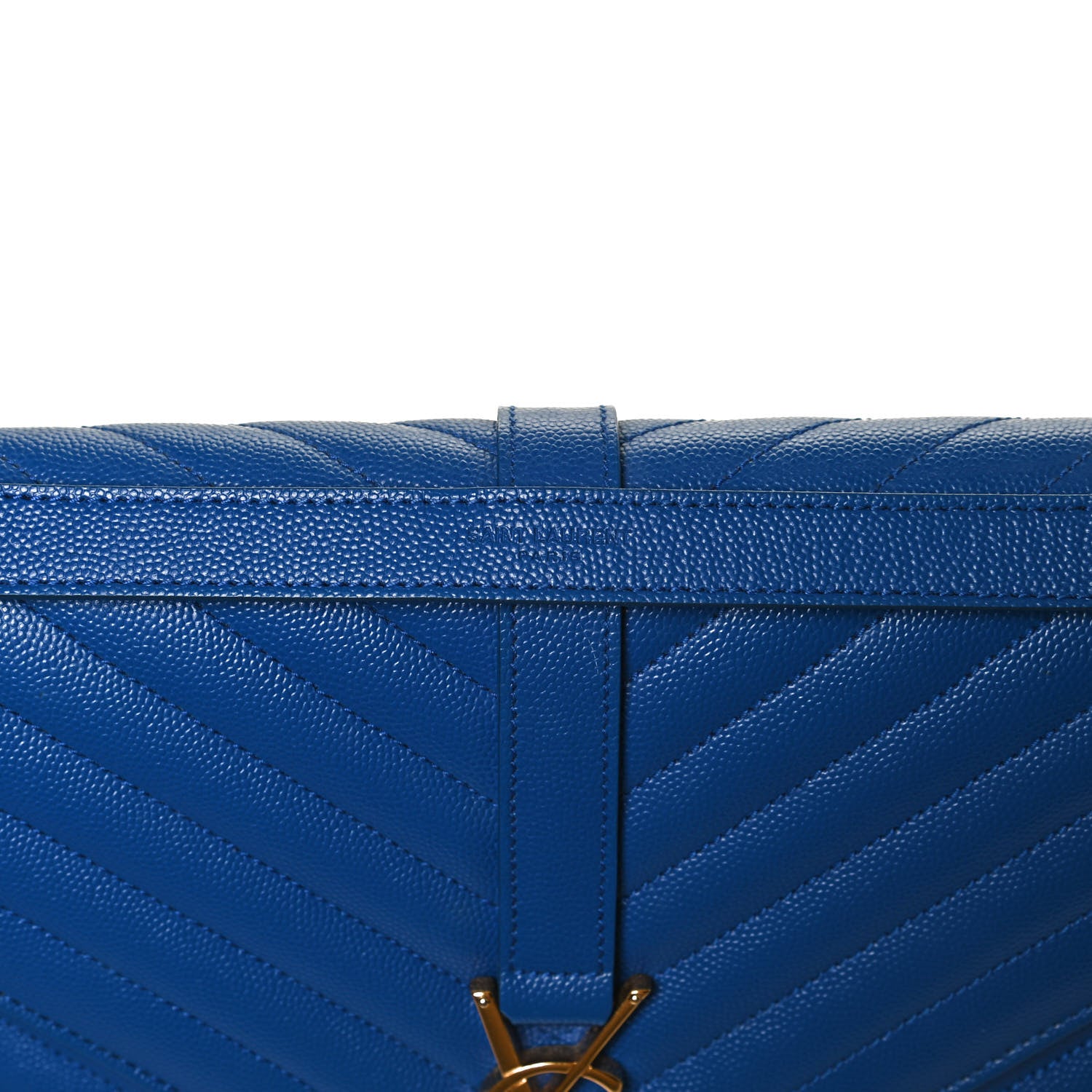Saint Laurent Grain De Poudre Matelasse Chevron Large Monogram Satchel Blue Majorelle 8 of 16
