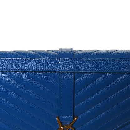 Saint Laurent Grain De Poudre Matelasse Chevron Large Monogram Satchel Blue Majorelle 8 of 16