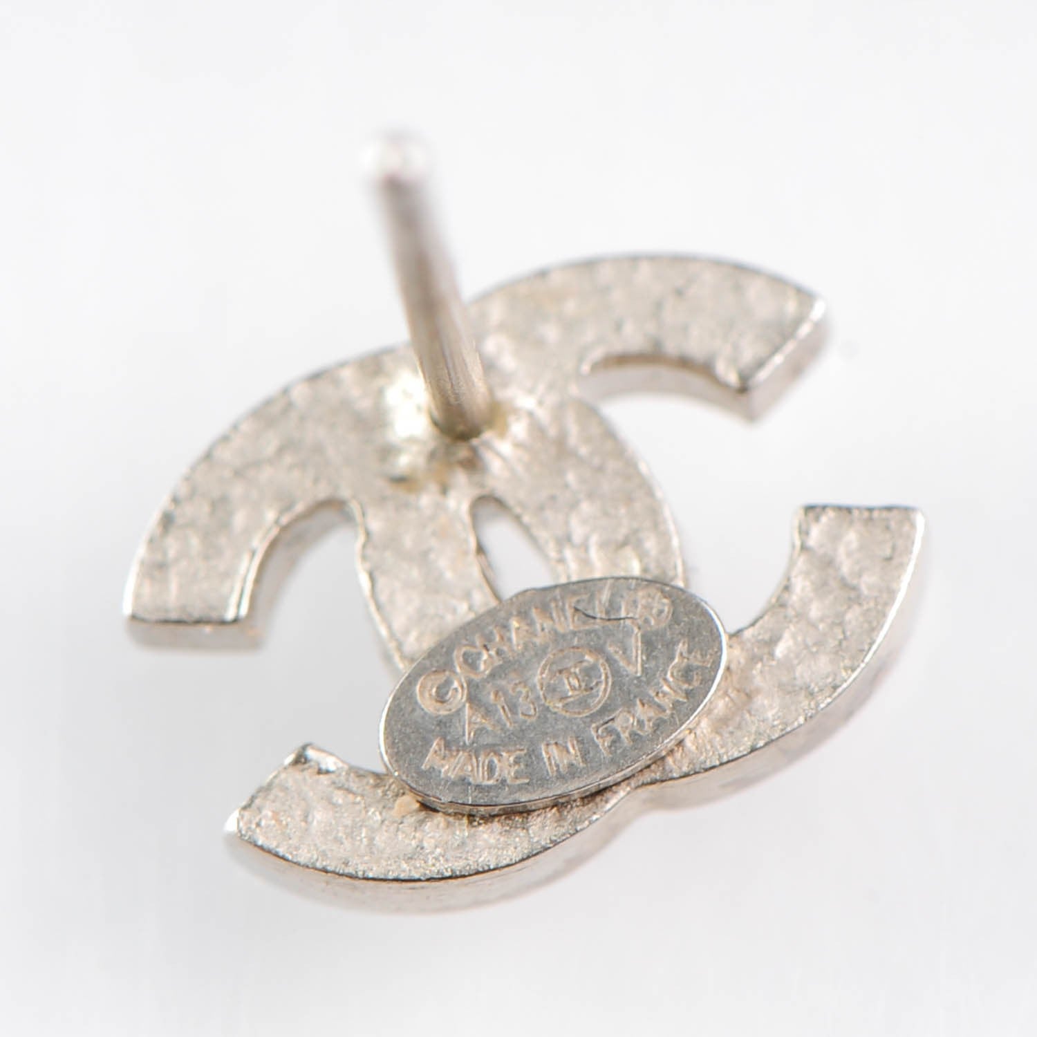 Chanel Crystal Timeless CC Earrings Silver 5 of 5