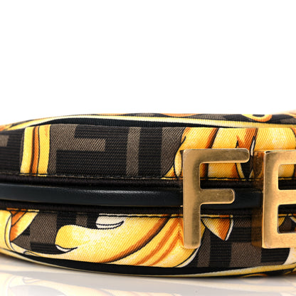 Fendi X VERSACE Silk Fendace Baroque Nano Fendigraphy Hobo Charm Black Gold 9 of 11