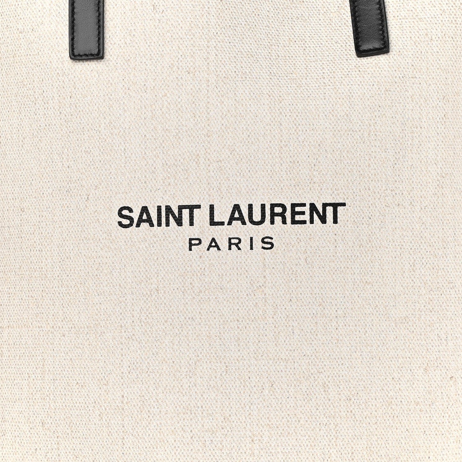 Saint Laurent Canvas Calfskin Teddy Drawstring Shopping Tote White Black 10 of 13