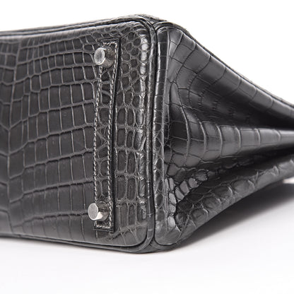 Hermes Matte Niloticus Crocodile Birkin 25 Graphite 8 of 33