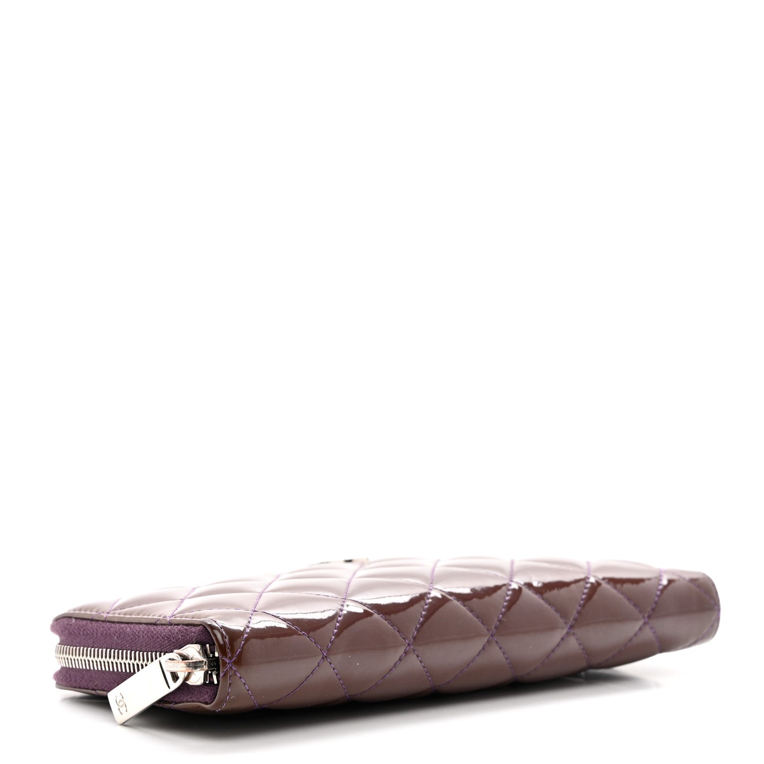 Chanel Patent Quilted Brilliant Zip Around Wallet Purple 4 of 9