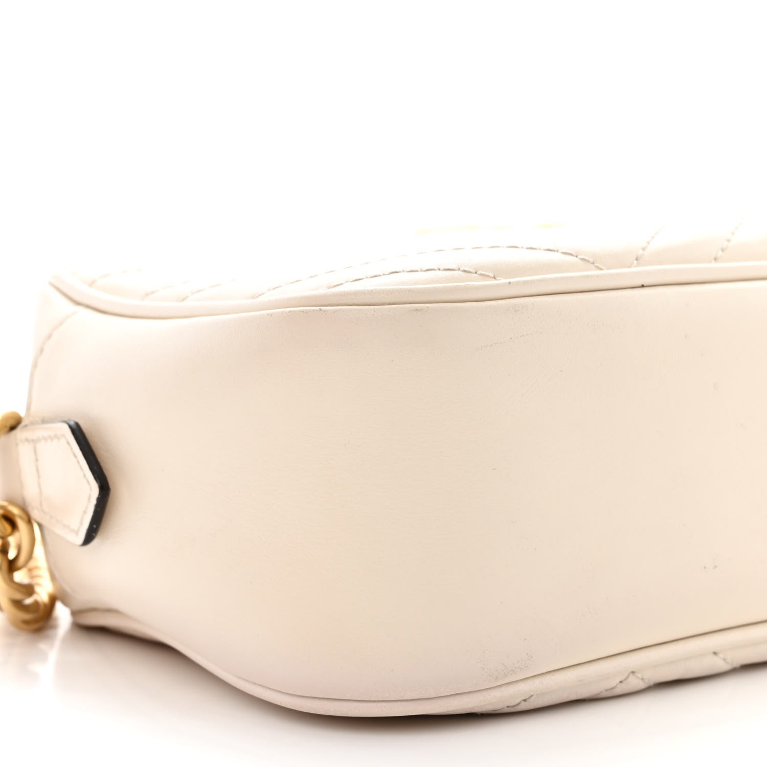 Gucci Calfskin Matelasse Small GG Marmont Chain Shoulder Bag White 9 of 11