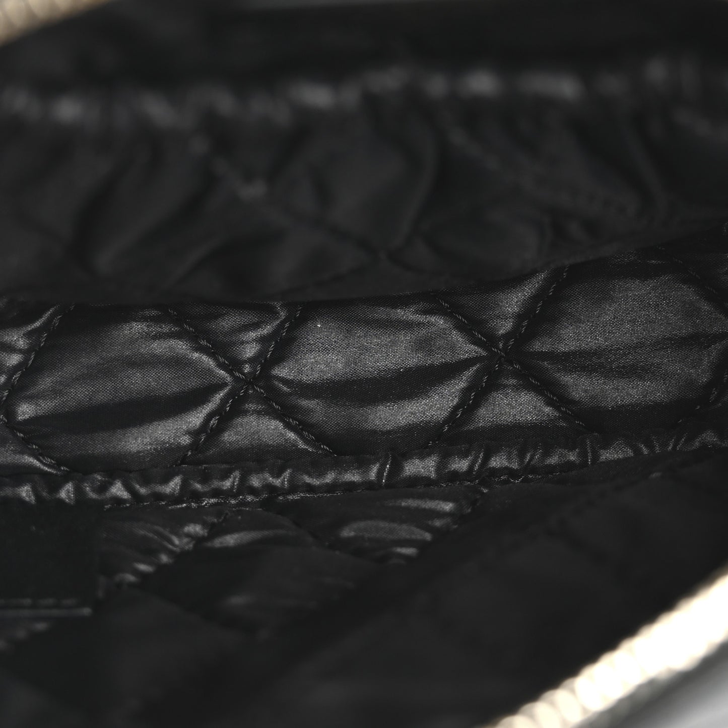 Lambskin Quilted Small Curvy Pouch Cosmetic Case Black