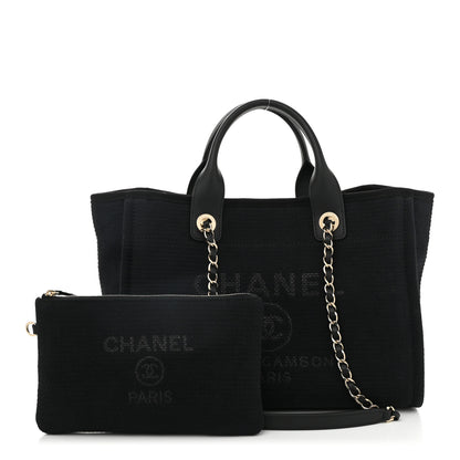 Chanel Mixed Fibers Small Deauville Tote Black 3 of 11