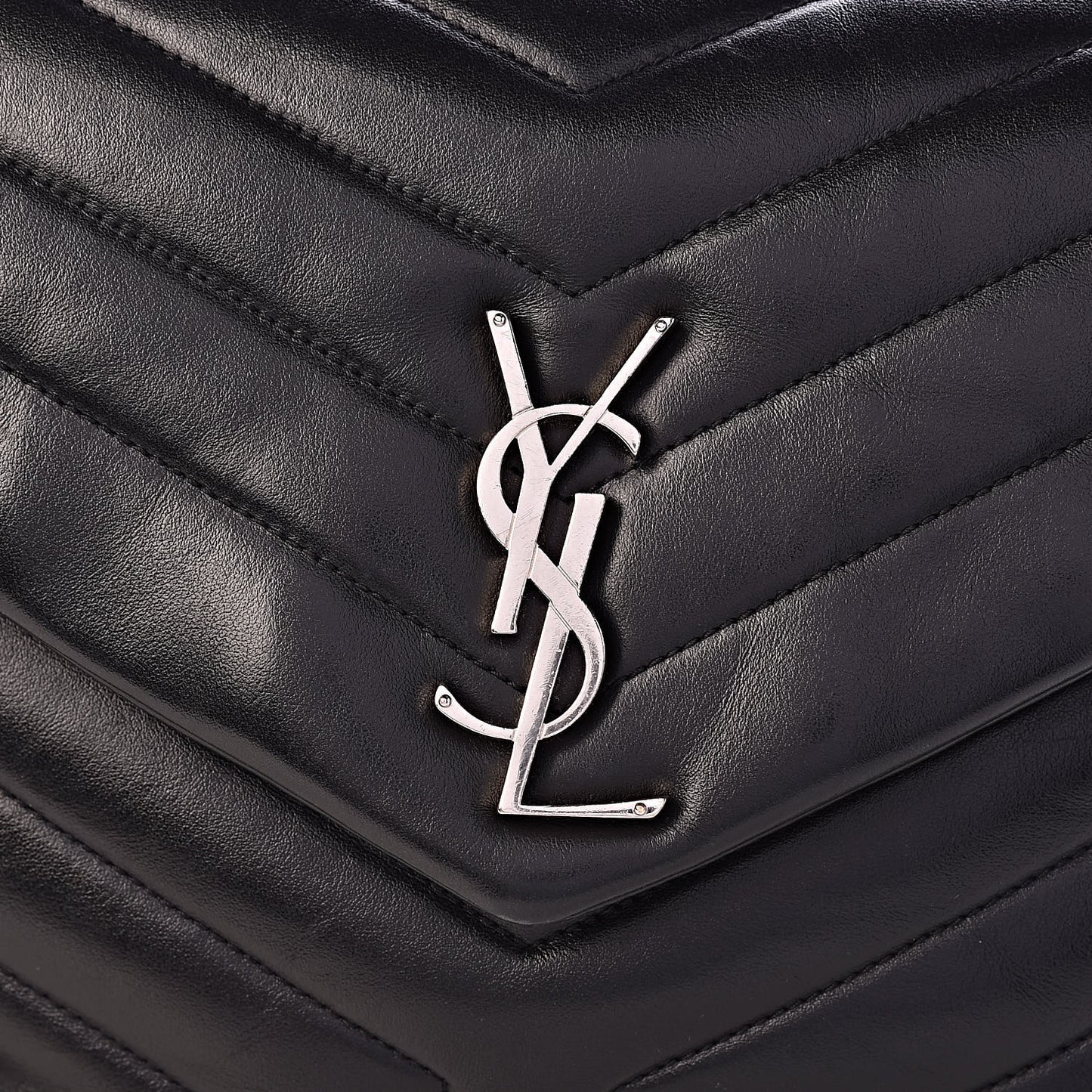 Calfskin Y Quilted Monogram Medium Loulou Chain Satchel Black
