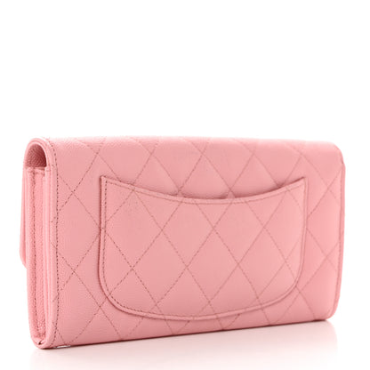 Chanel Caviar Quilted Large Gusset Flap Wallet Light Pink 3 of 8