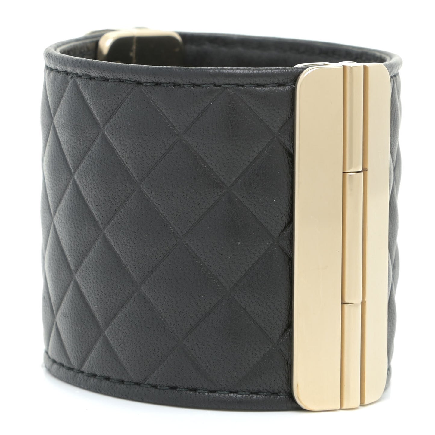 Calfskin Quilted CC Wide Cuff M Black