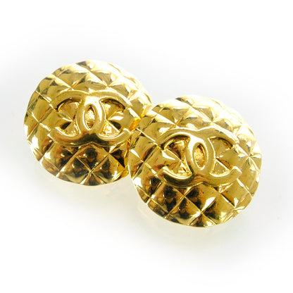 Chanel Round Quilted CC Clip On Earrings Gold 5 of 5