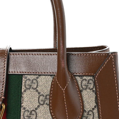 Gucci GG Supreme Monogram Azalea Calfskin Web Medium Jackie 1961 Tote Beige Ebony Brown Sugar 10 of 11