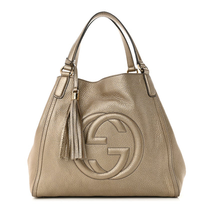 Gucci Metallic Pebbled Calfskin Medium Soho Shoulder Bag Gold 1 of 11