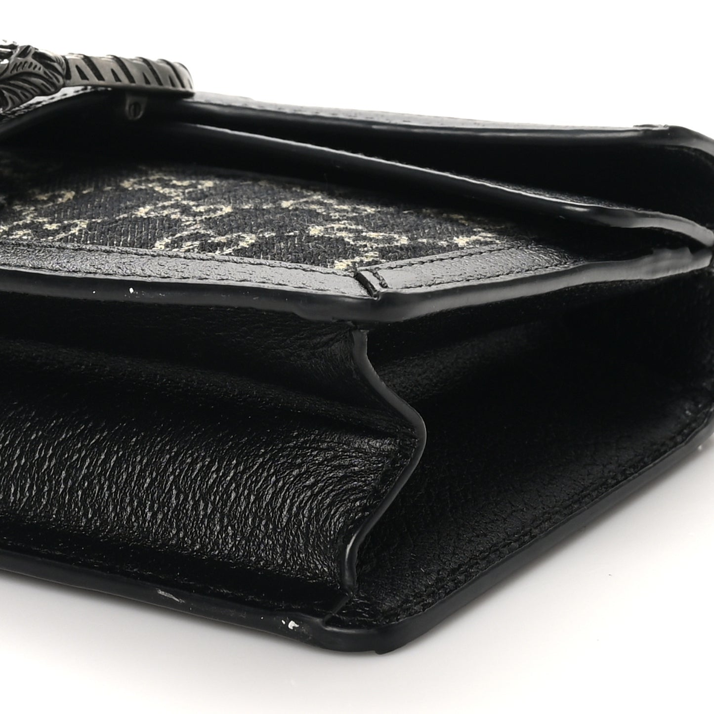 Jacquard Black Denim GG Monogram Textured Dollar Calfskin Small Dionysus Shoulder Bag Black Ivory