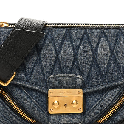 Miu Miu Denim Matelasse Biker Shoulder Bag Avio 7 of 9