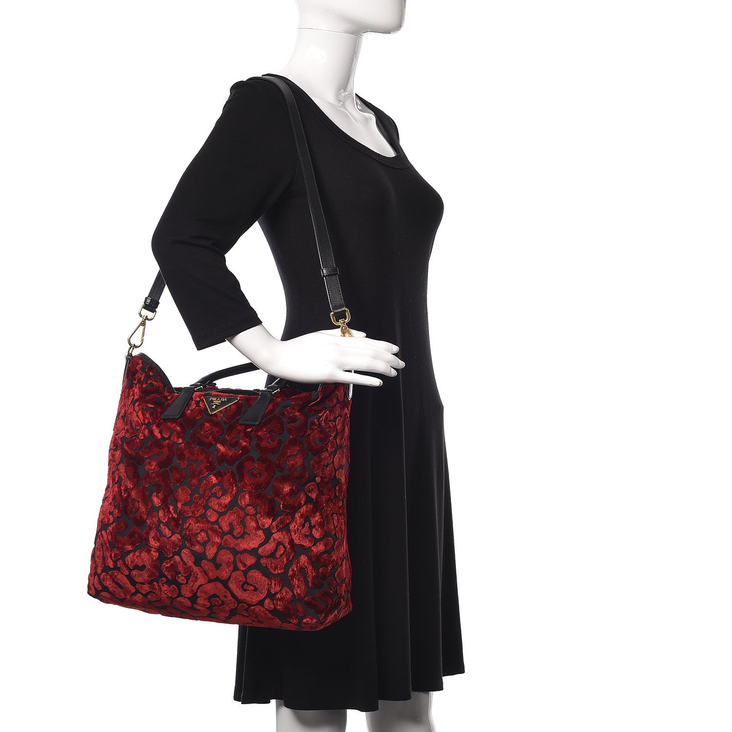 Prada Velvet Saffiano Tote Red 2 of 16