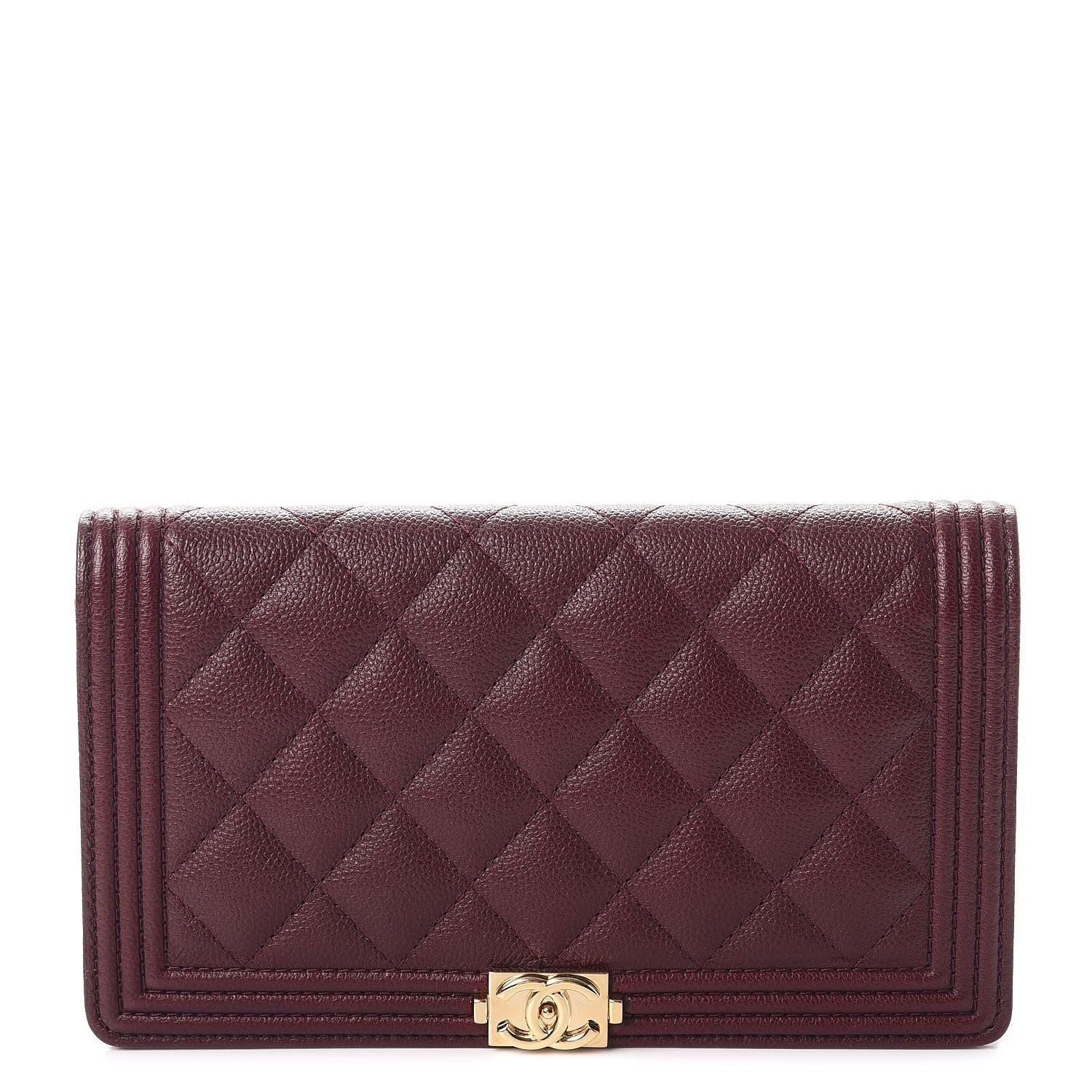 Chanel Caviar Quilted Boy Yen Wallet Dark Purple 1 of 9