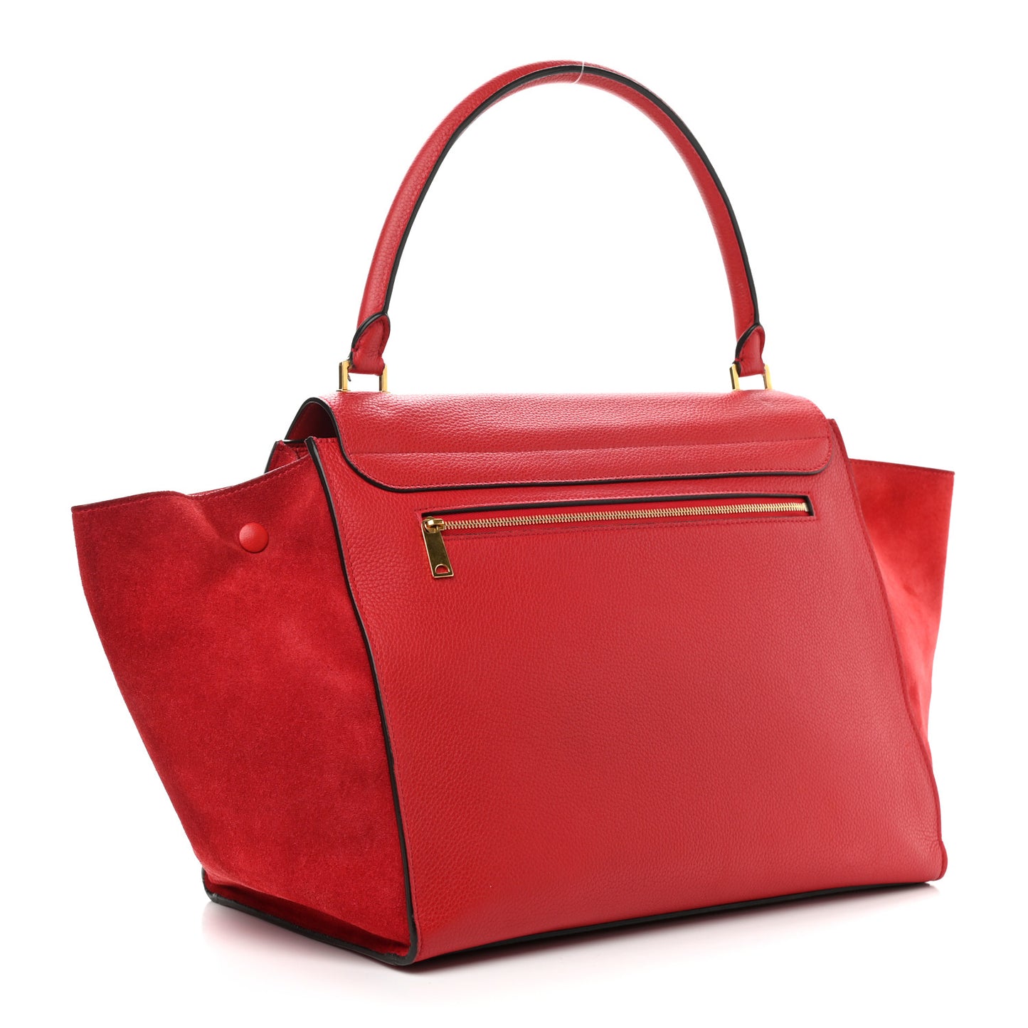 Drummed Calfskin Suede Large Trapeze Coquelicot