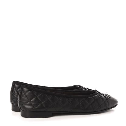 Chanel Aged Calfskin Quilted Cap Toe Ballerina Flats 41 Black 4 of 9