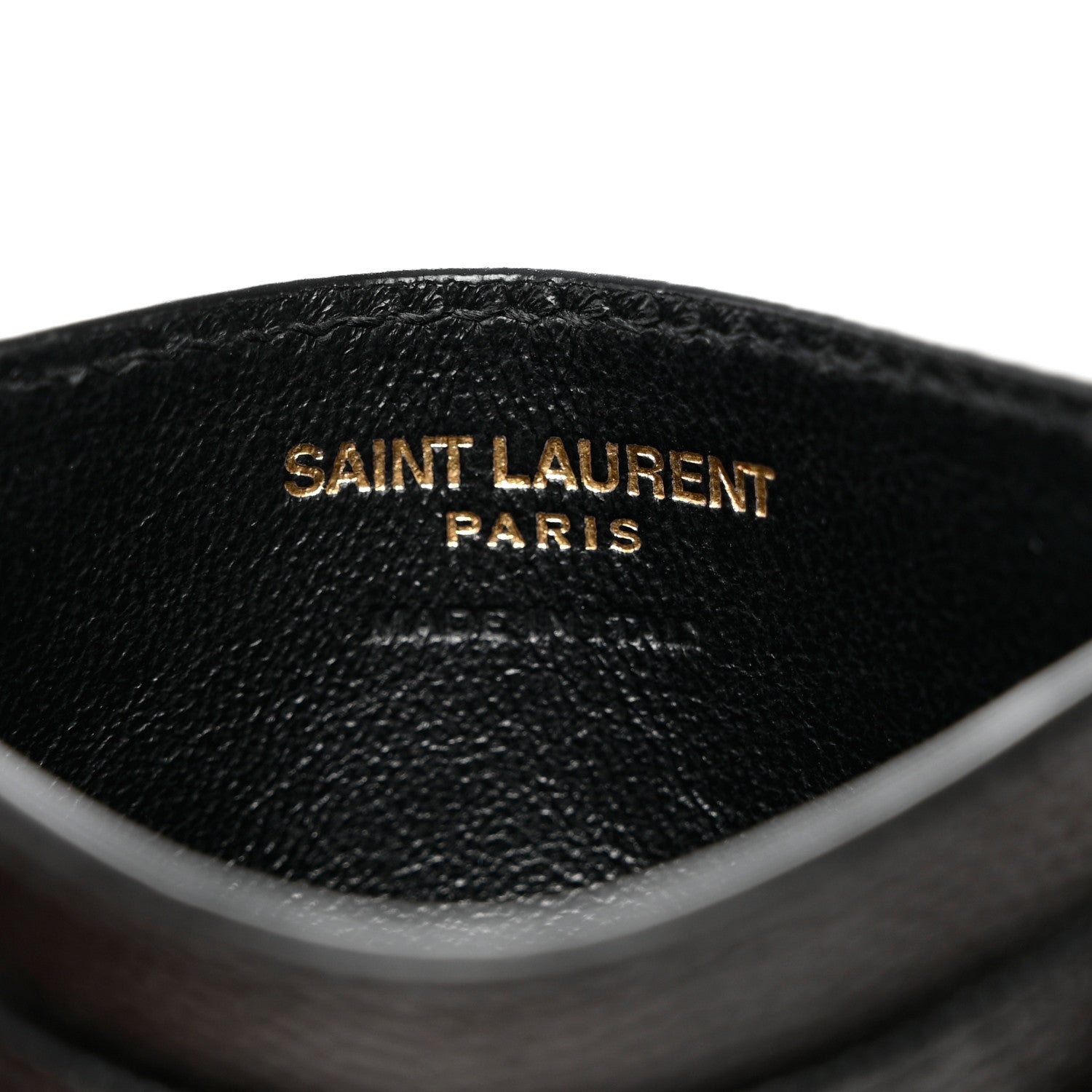 Saint Laurent Grain De Poudre Matelasse Chevron Monogram Credit Card Case Black 7 of 7