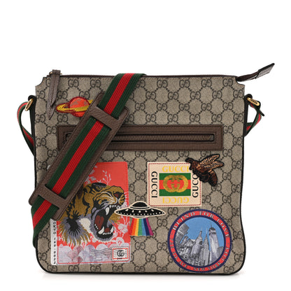 Gucci Soft GG Supreme Monogram Courrier Web Medium Flat Messenger Bag Beige New Acero Multicolor 1 of 11