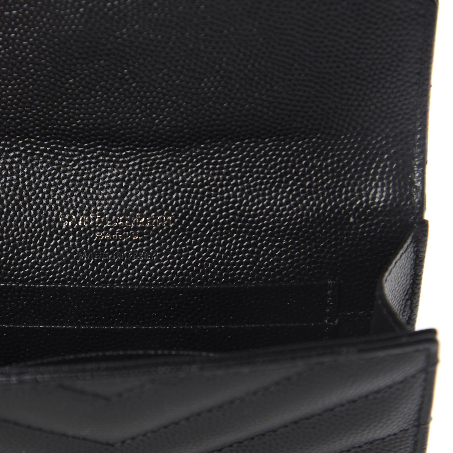 Saint Laurent Grain De Poudre Matelasse Chevron Small Monogram Envelope Wallet Black 7 of 8
