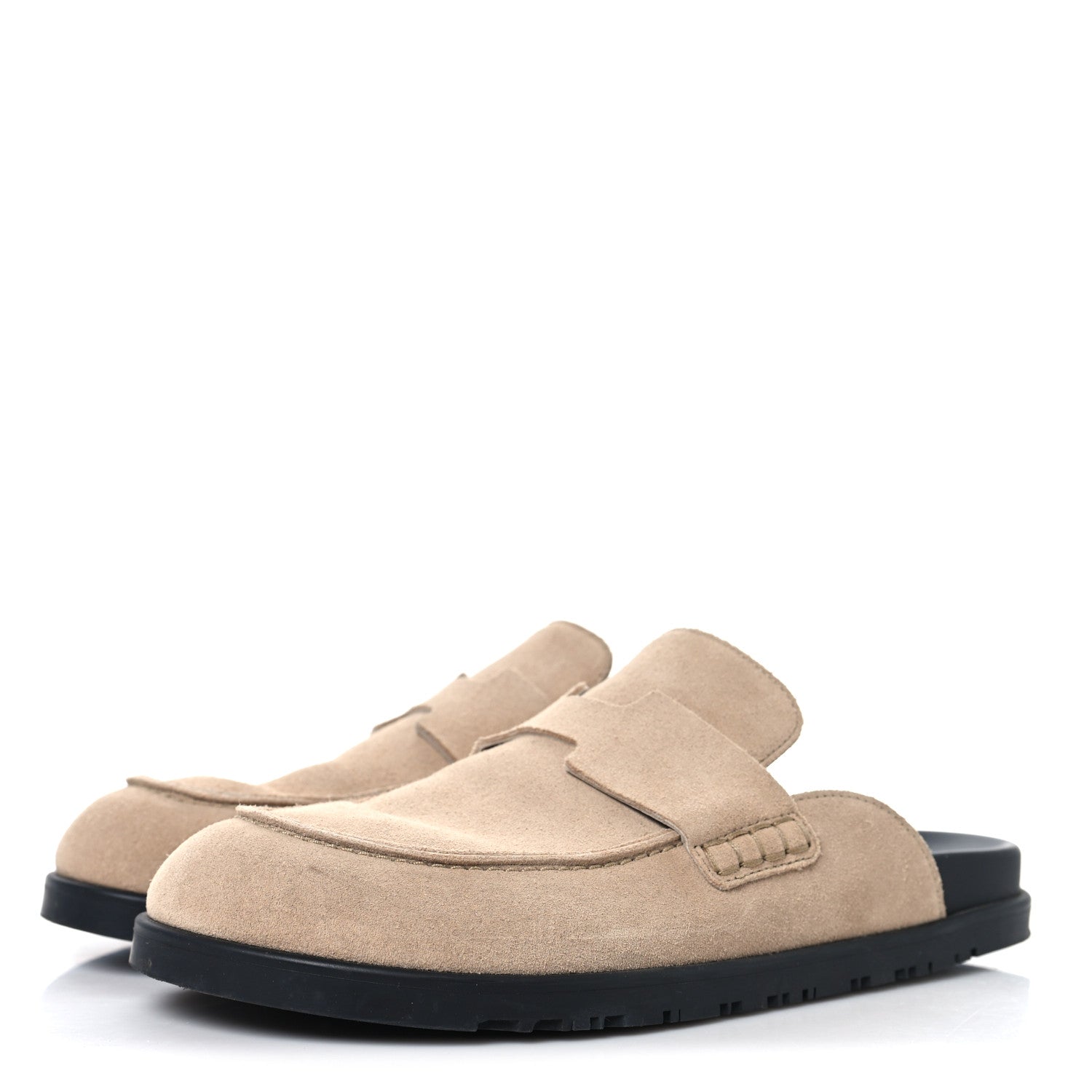 Hermes Suede Calfskin Womens Go Mules 39 Beige Argile 4 of 9