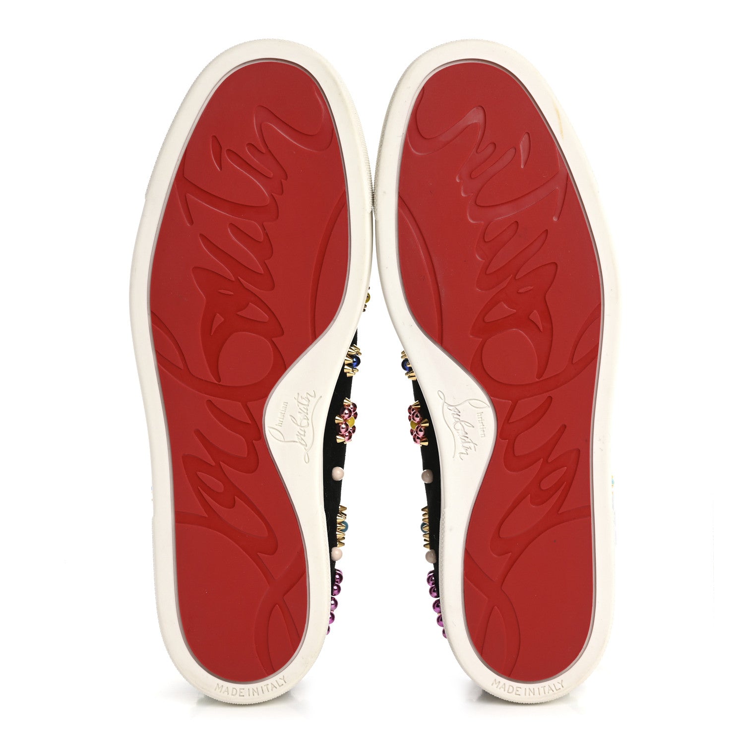Christian Louboutin Veau Velours Beaded Candy Boat Flats 39 Black 6 of 10