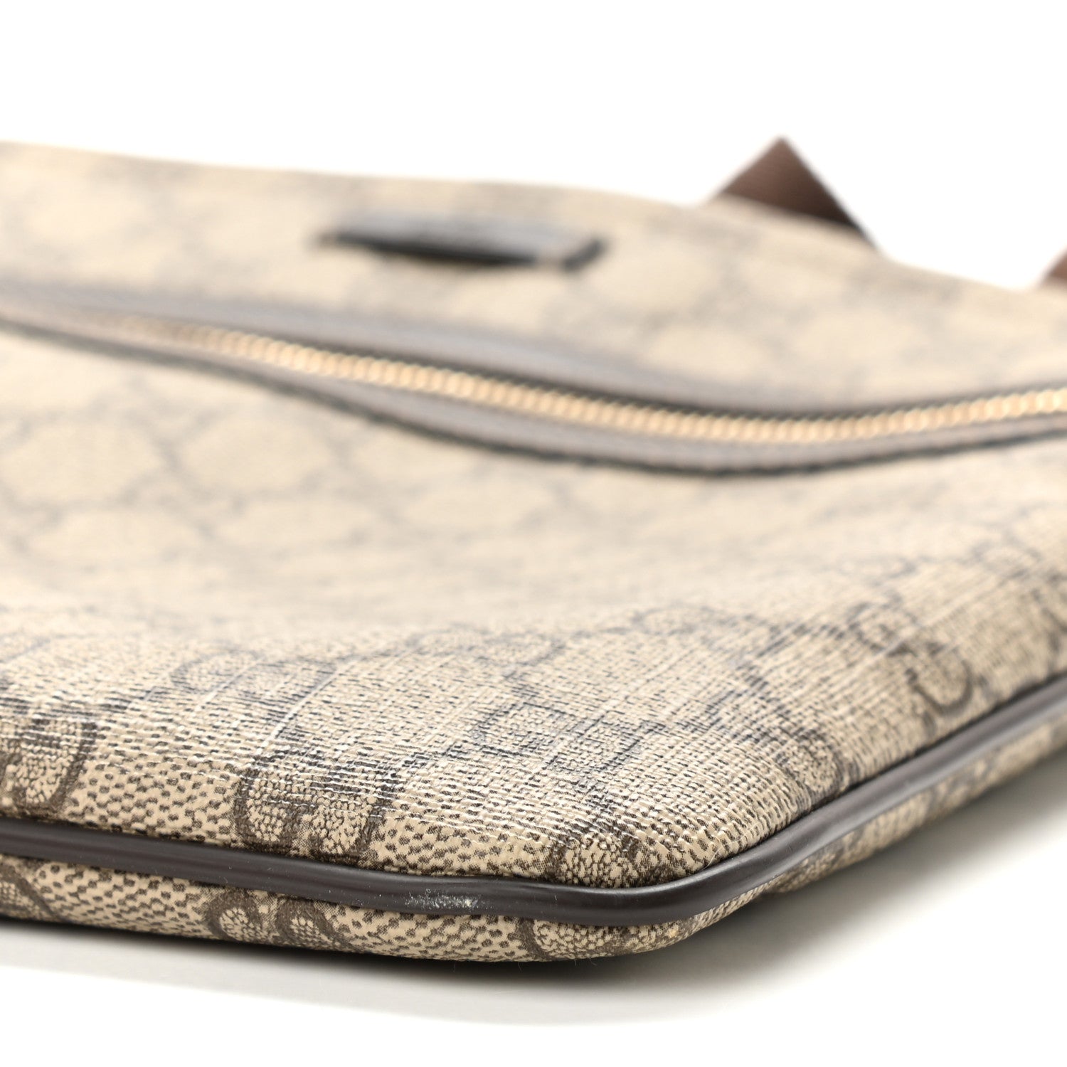Gucci GG Supreme Monogram Selleria Calfskin Small Flat Side Zip Messenger Bag Beige Ebony Cocoa Dark Chocolate 10 of 10