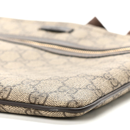 Gucci GG Supreme Monogram Selleria Calfskin Small Flat Side Zip Messenger Bag Beige Ebony Cocoa Dark Chocolate 10 of 10
