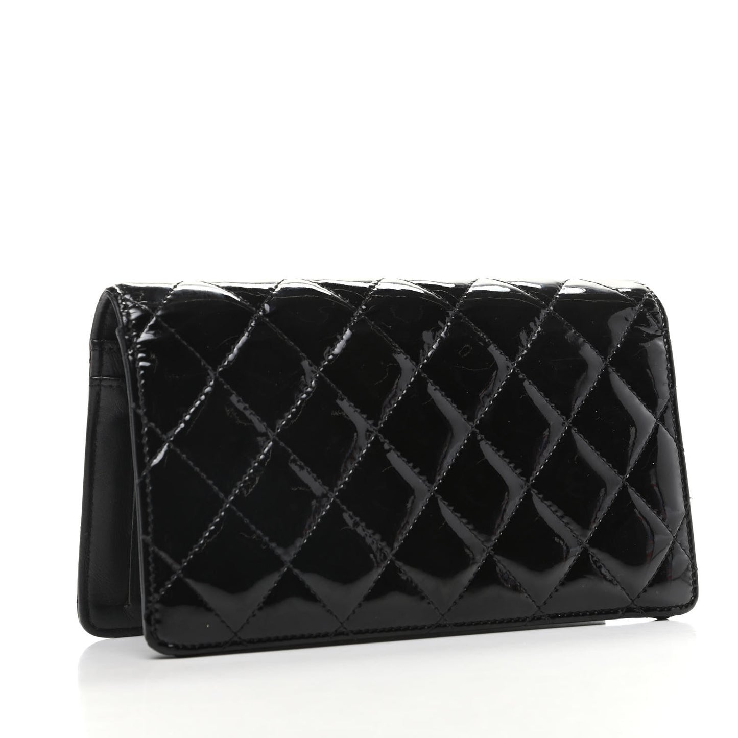 Patent Quilted Brilliant Yen Wallet Black
