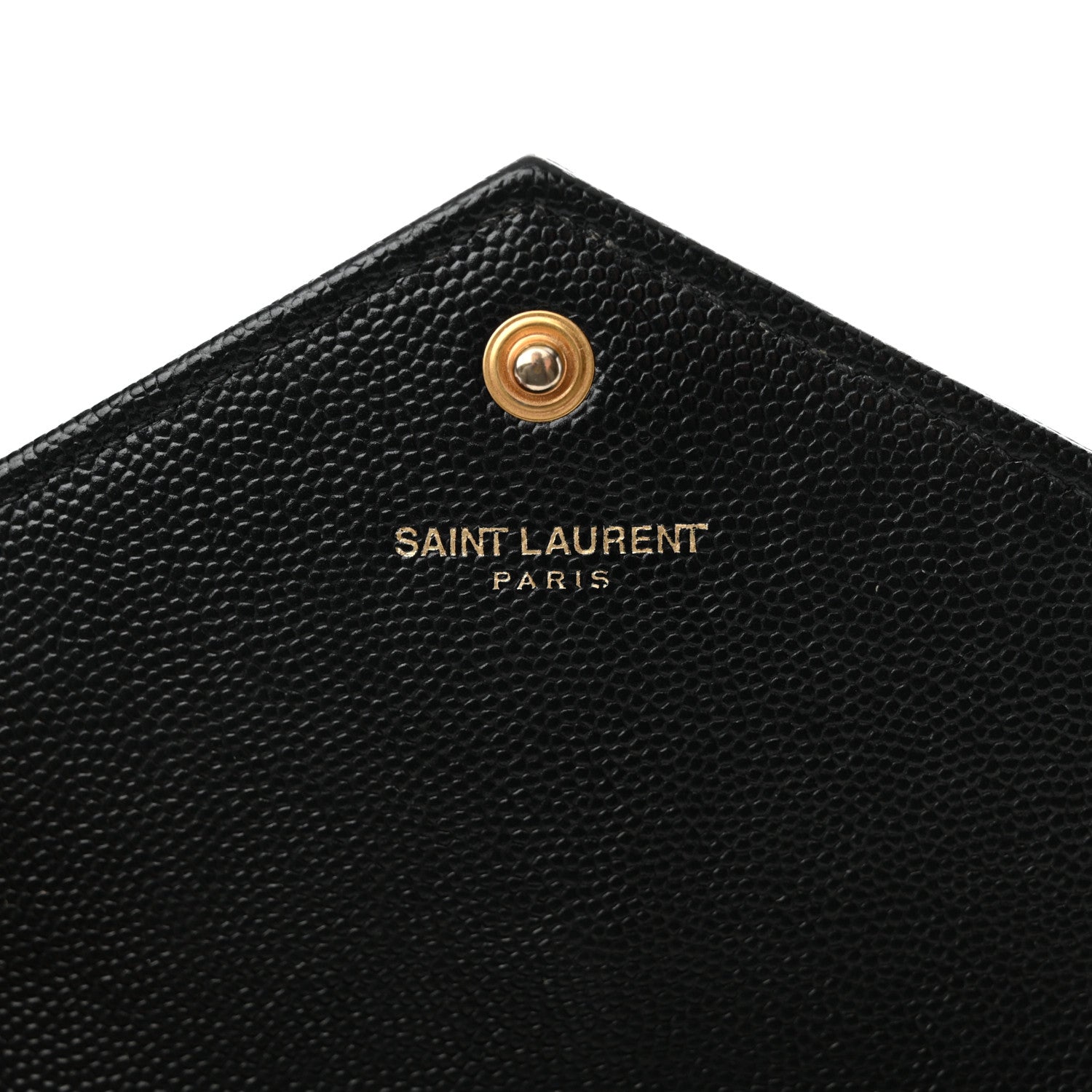 Saint Laurent Grain De Poudre Matelasse Chevron Monogram Envelope Chain Wallet Black 6 of 12