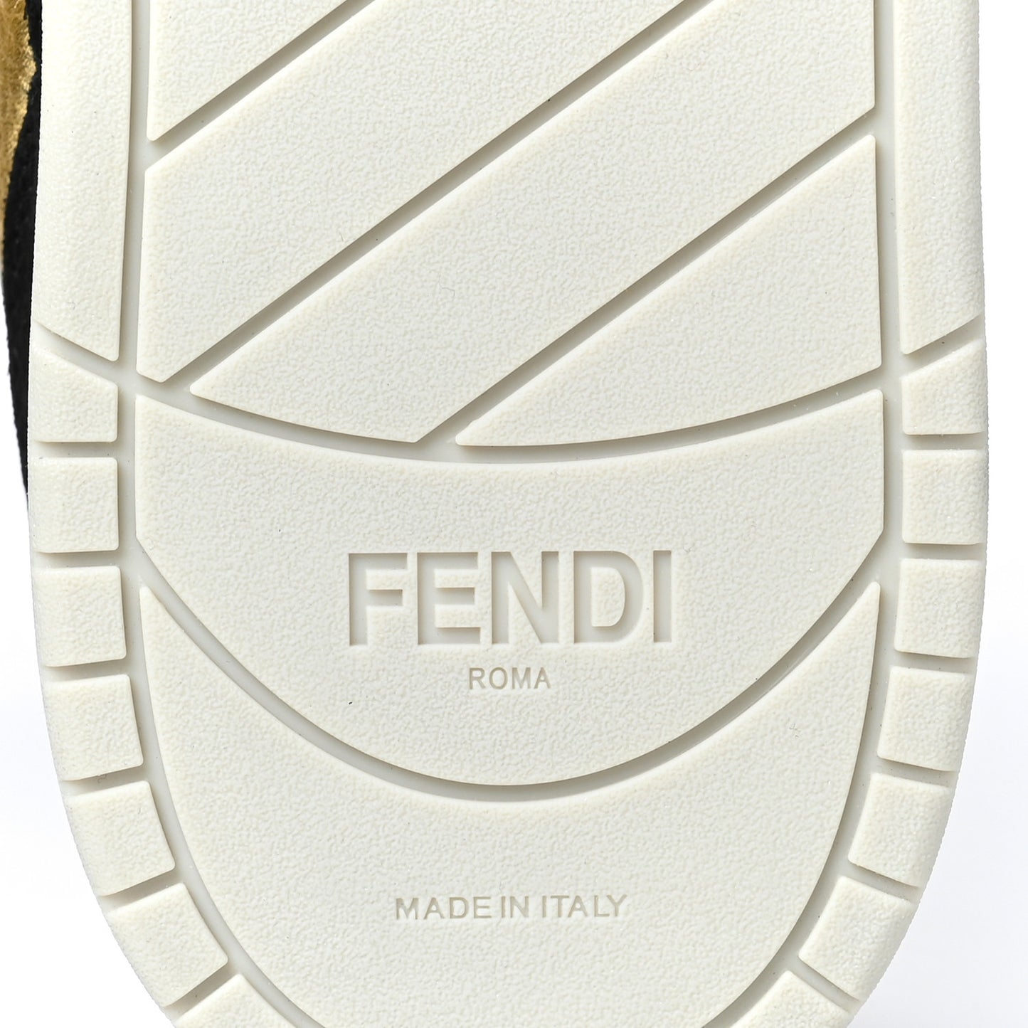 Grained Calfskin Mens Fendi Match Low Top Sneakers 8 White Black Gold