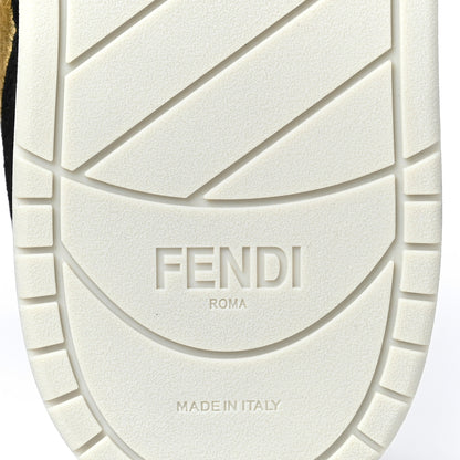 Fendi Grained Calfskin Mens Fendi Match Low Top Sneakers 8 White Black Gold 6 of 8