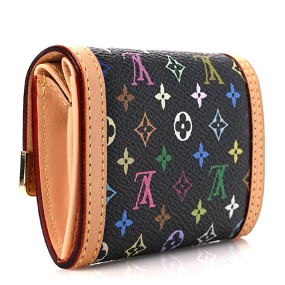 Louis Vuitton Monogram Multicolor Porte-Monnaie Plat Coin Purse Black 3 of 10