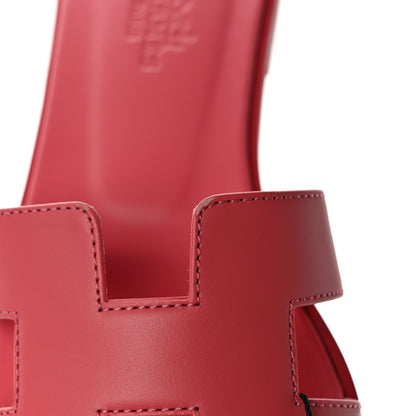 Hermes Box Calfskin Oran Sandals 37 Rose Boise 10 of 10