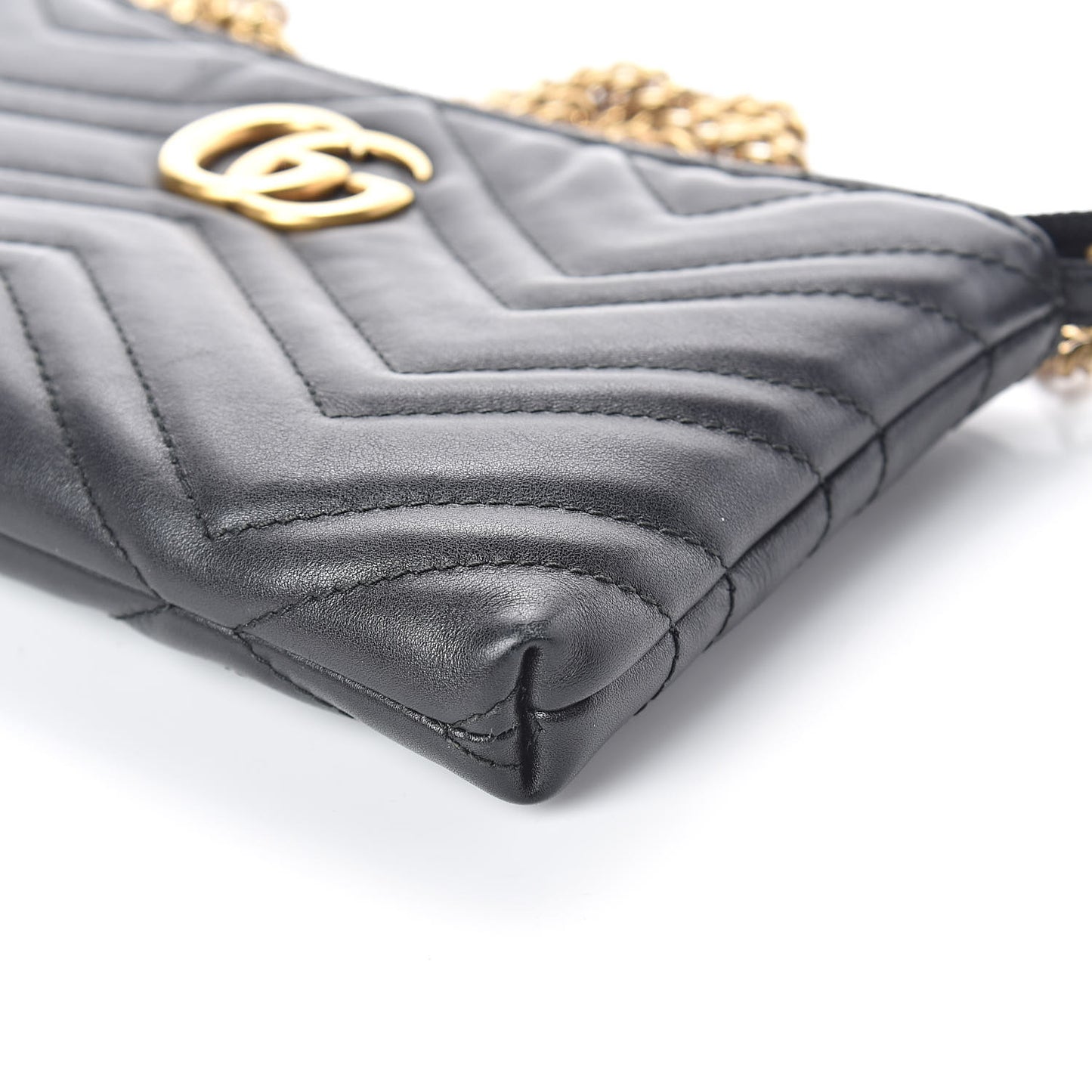 Calfskin Matelasse Mini GG Marmont Chain Bag Black