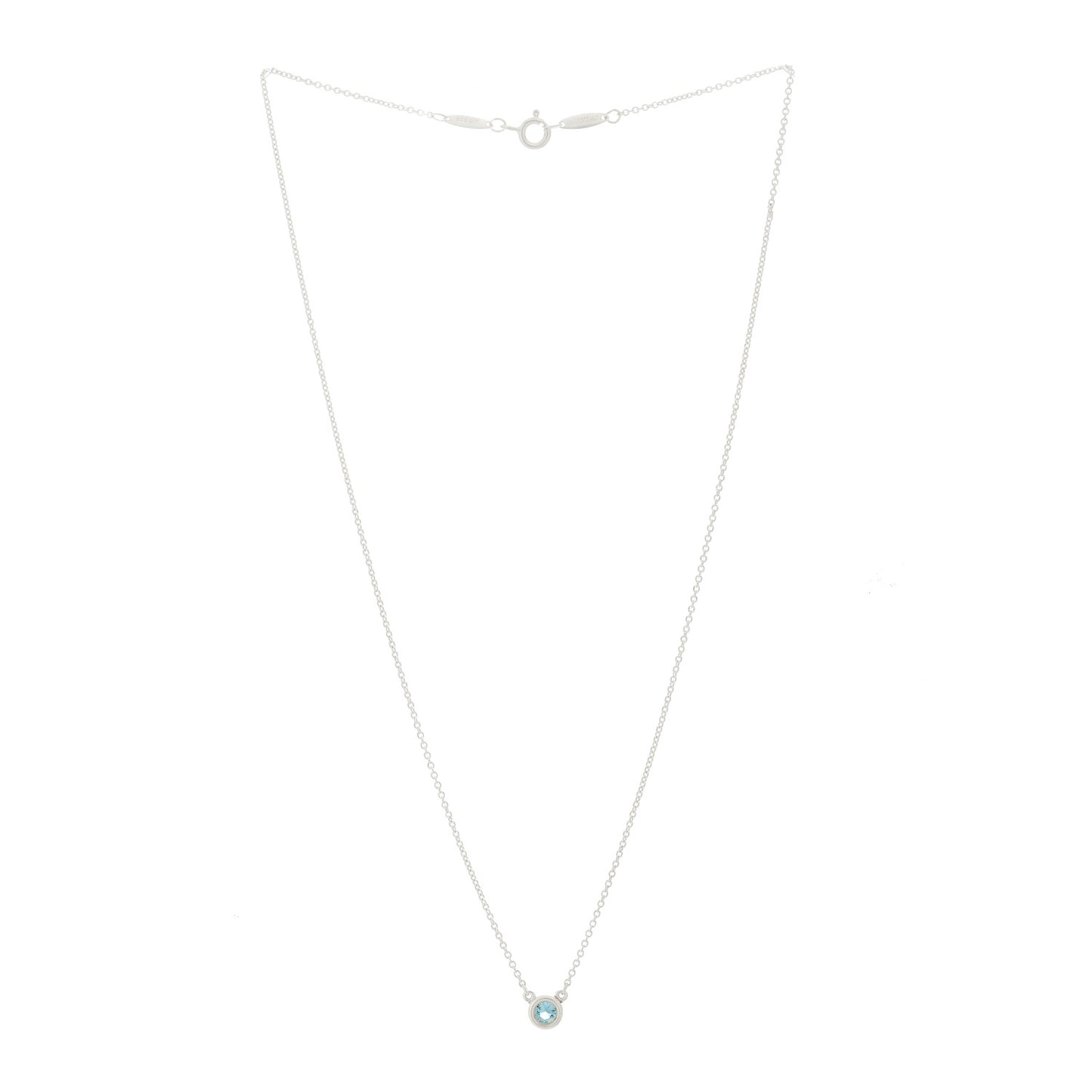 Sterling Silver Aquamarine .13ct Elsa Peretti Color by the Yard Pendant Necklace
