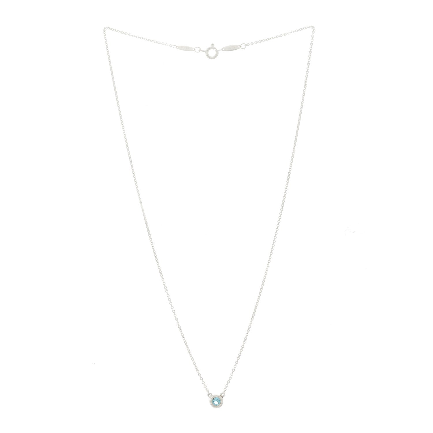 Tiffany Sterling Silver Aquamarine .13ct Elsa Peretti Color by the Yard Pendant Necklace 3 of 7