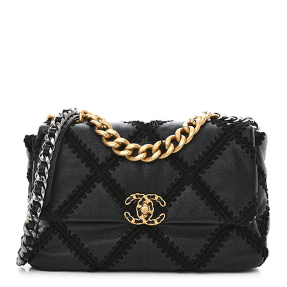 Chanel Calfskin Crochet Large Chanel 19 Flap Black 1 of 10