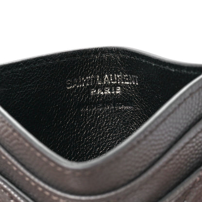 Saint Laurent Grain De Poudre Matelasse Chevron Monogram Credit Card Case Coal 6 of 11