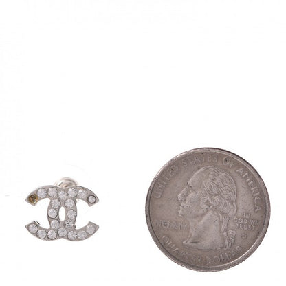 Chanel Crystal CC Earrings Silver 2 of 5